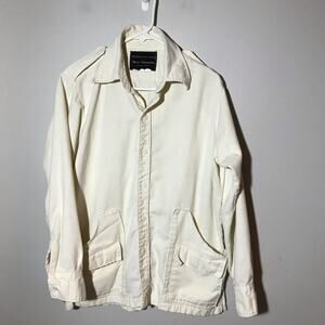 Norm Thompson mens L ivory cream field shirt jacket long sleeve button up layer